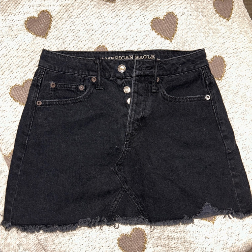 American Eagle// mini black denim skirt